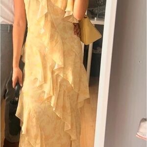 Chic Asymmetrical Ruffle Dress in Light Yellow